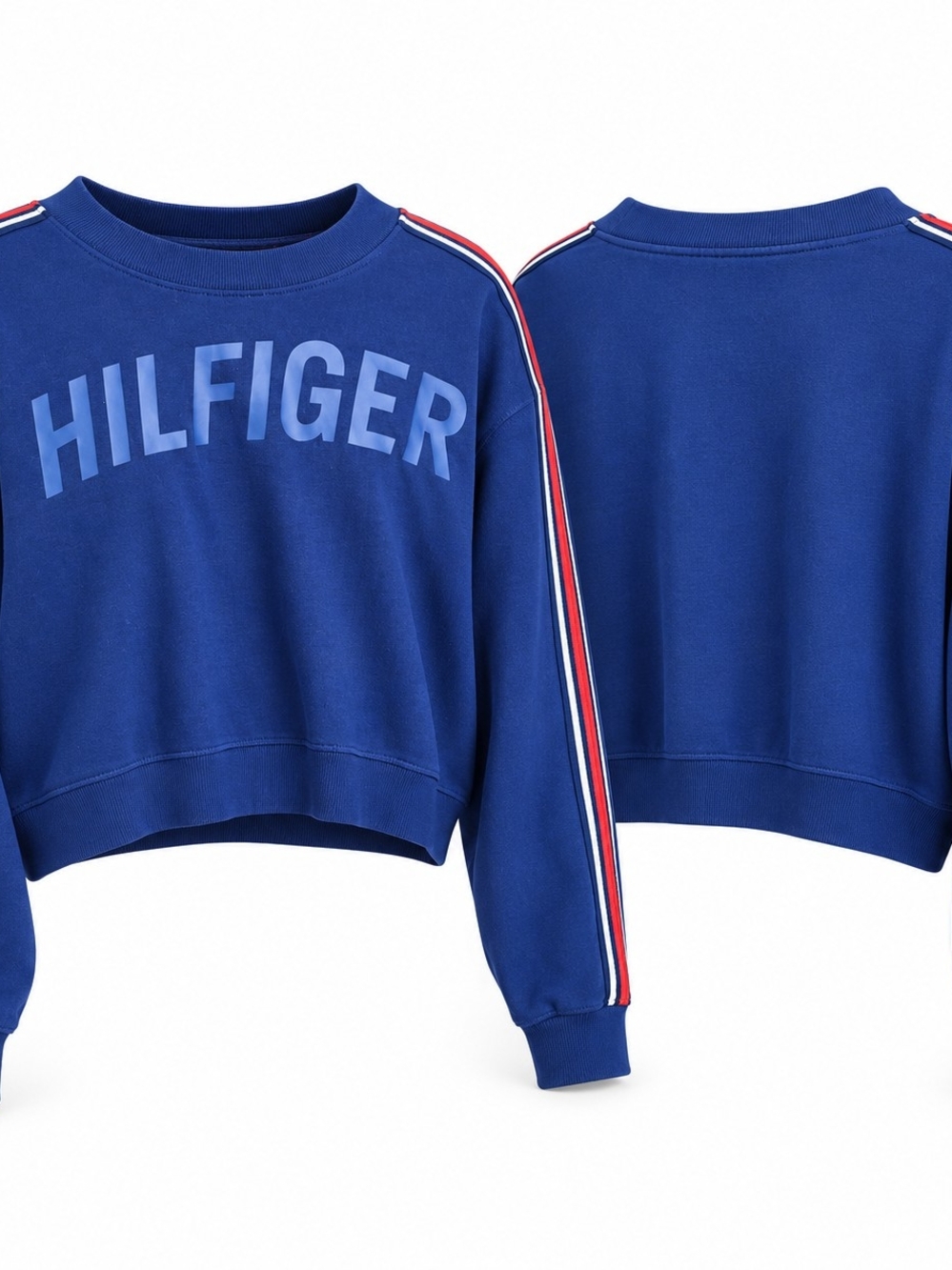 Tommy Hilfiger Sport Large Cropped Sweatshirt Y2K Sporty Athleisure Logo Pullove